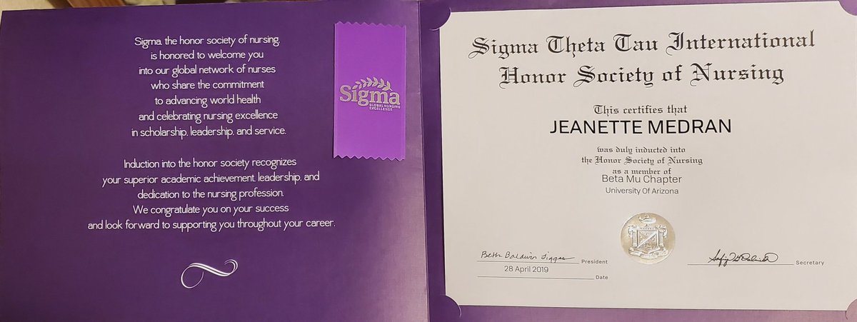 jmedran82's tweet photo. Honored and grateful to be inducted into #SigmaThetaTau #BetaMuSigma chapter as a #NurseLeader https://t.co/5RvxxuWg0d