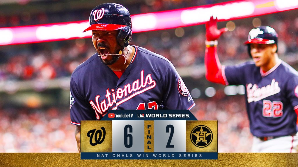 MLB's tweet photo. NATS IN SEVEN. #CHAMPS https://t.co/yPnUm14uEq