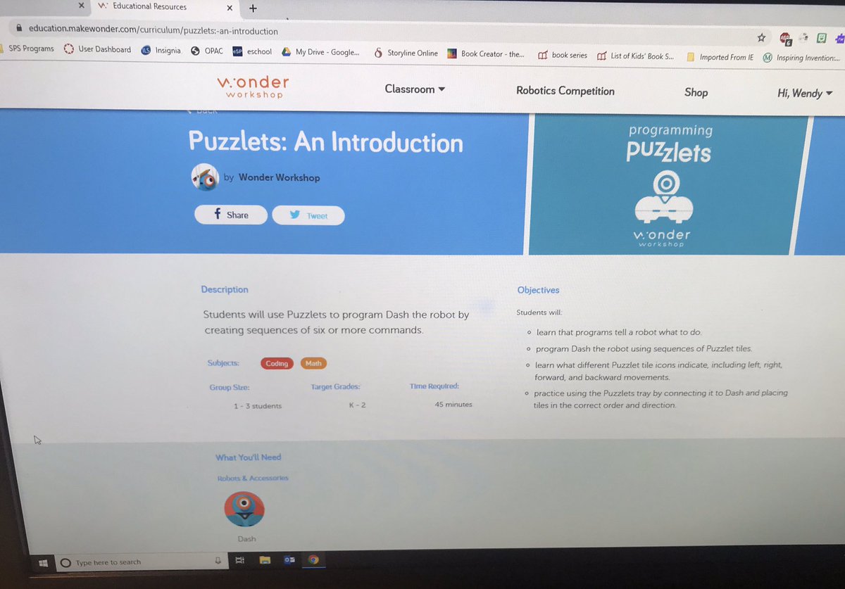 wpburns417's tweet photo. So excited to start this awesome @WonderWorkshop collaboration tomorrow with Mrs. Omealy and her K students @GrayElementary A big thank you to @Foundation4SPS for making it possible! #csforall #coding #spslib #istelibs #dashtherobot #puzzlets https://t.co/wrIRai0uKx