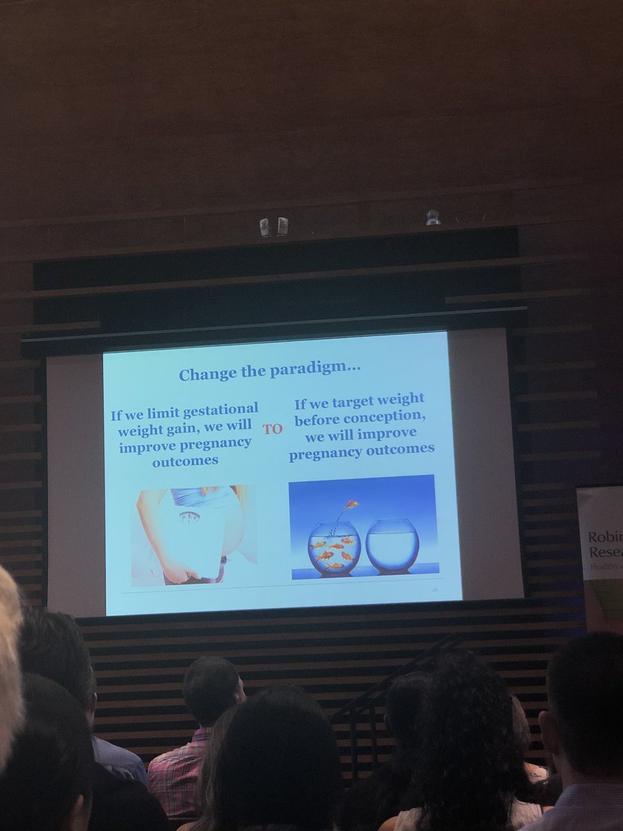 Darren_Repro's tweet photo. “Gestational weight gain (GWG) is non-modifiable by popular (dietary) interventions, with no effect on changing total GWG besides dietary quality” Andrea Deussen on the need to shift current paradigm to help patients better! #RRISym #pregnancyhealth https://t.co/lMY85o0vzF