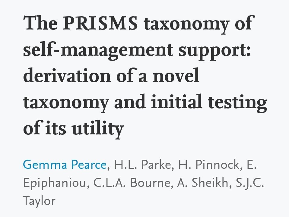 PRISMS_project's tweet photo. Free access available at this link for the Taxonomy of Self Management Support. Useful if you are reviewing or designing interventions or services to support people with a chronic condition @PRISMS_project https://t.co/OZJoL5PMRX https://t.co/GZITX7ve9k