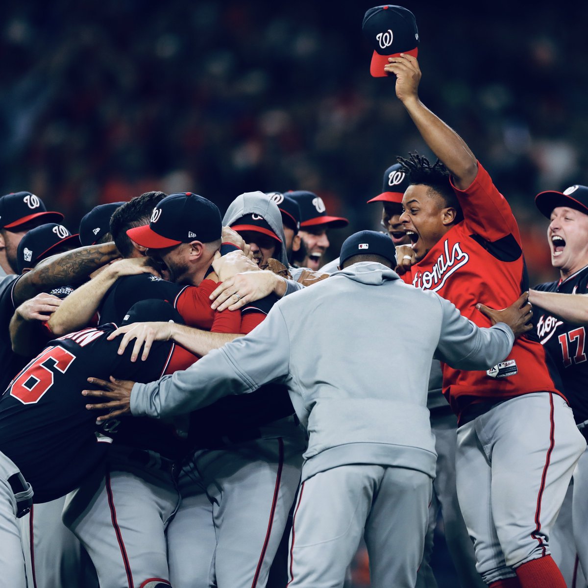 BRWalkoff's tweet photo. What a season for the Nationals

🔺 Lose Bryce Harper to Philadelphia in free agency
🔺 Finish season with 93 wins
🔺 Beat Brewers, Dodgers, Cardinals in NL Playoffs
🔺 Take 8 game winning streak through World Series
🔺 Win every game on the road in the World Series https://t.co/DatrpitRX8