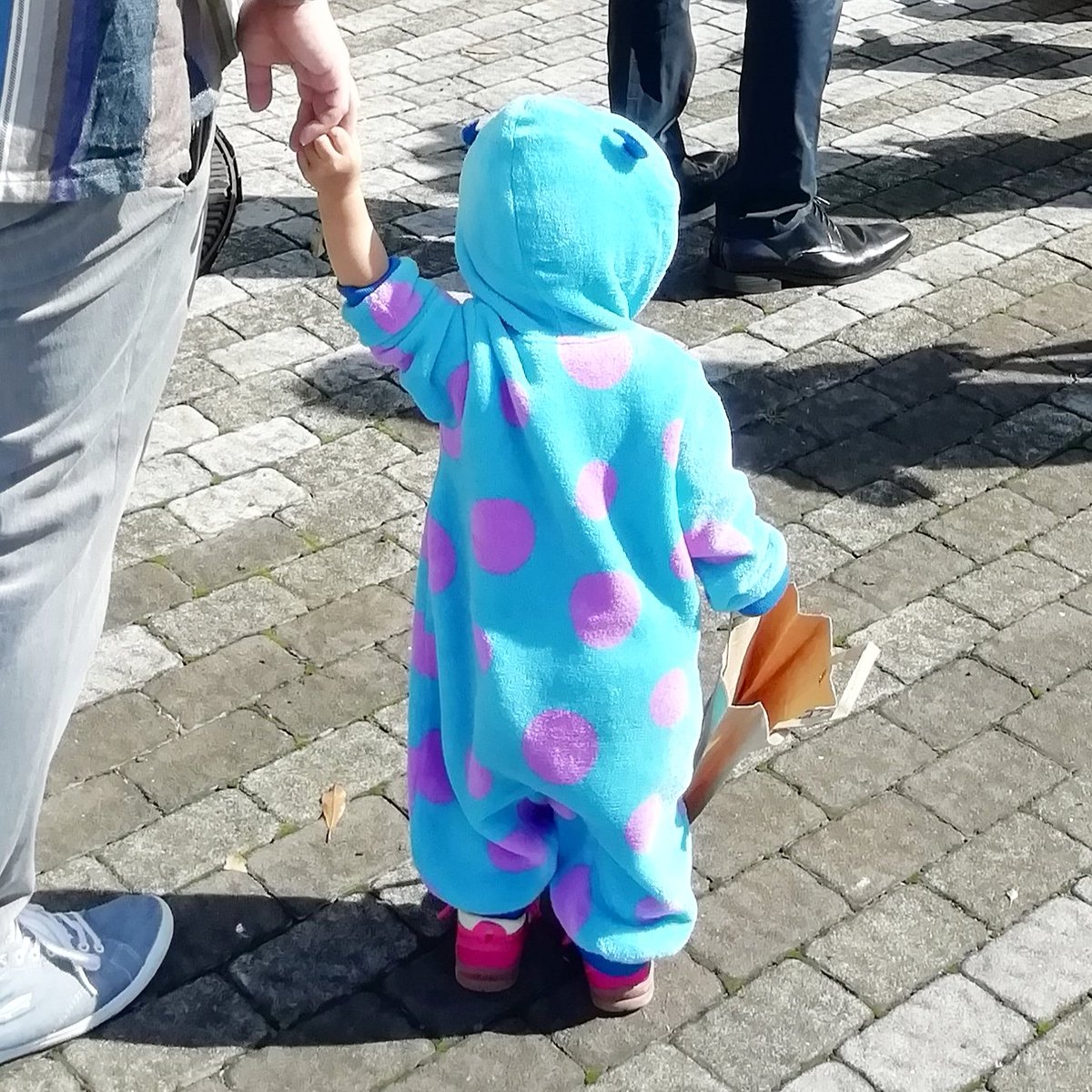 チョビベリー 菊地紗緒里 3y2m 7m 保育園のハロウィンイベントのときのお嬢 西松屋で買ったモンスターズ インクのサリーの 着ぐるみがなんともいえない パッパと手をつないでがんばって歩いてた ハッピーハロウィン