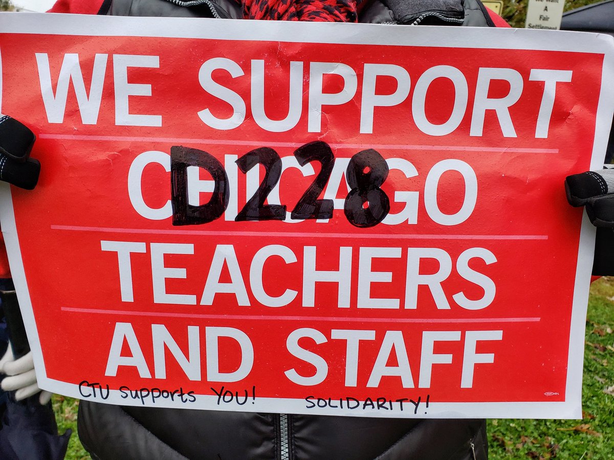 D228Educators's tweet photo. THANK YOU to teachers from @CTULocal1, Rich Township D227, Homewood D233, &amp; members of the @ChicagoFireDep for standing with us today as we rallied for a fair contract outside of Hillcrest in the rain and cold!

#JFAUnited #CTU #putitinwriting #FairContractNow https://t.co/gwfS4I42JE