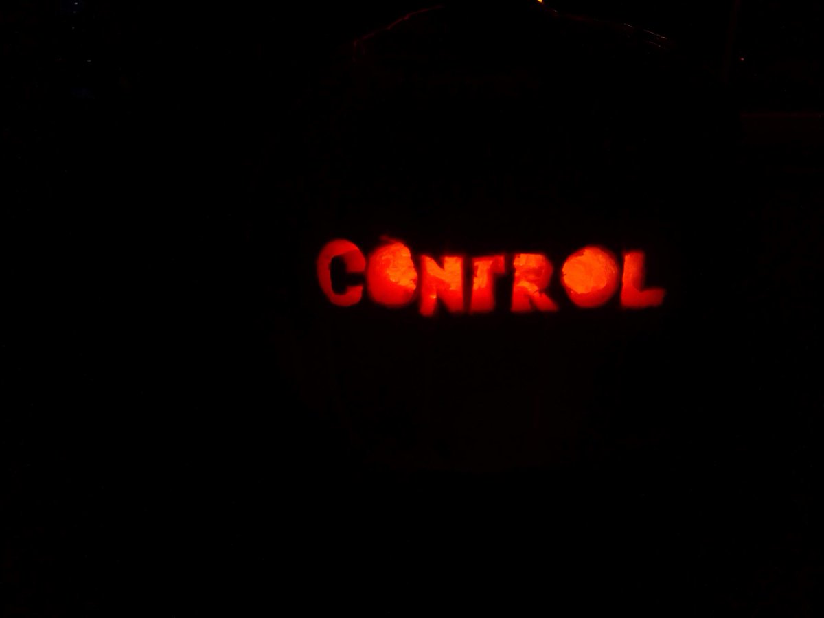 IndustrialGamer's tweet photo. Happy Halloween! As you all know I typically carve gaming themed pumpkins every year! This year, I decided to do CONTROL as it's one of my favorite games this gen and I'm currently still playing through it! So how'd I do? 

Thanks to @remedygames @ControlRemedy @TheCourtneyHope https://t.co/NAsbR5hVHI