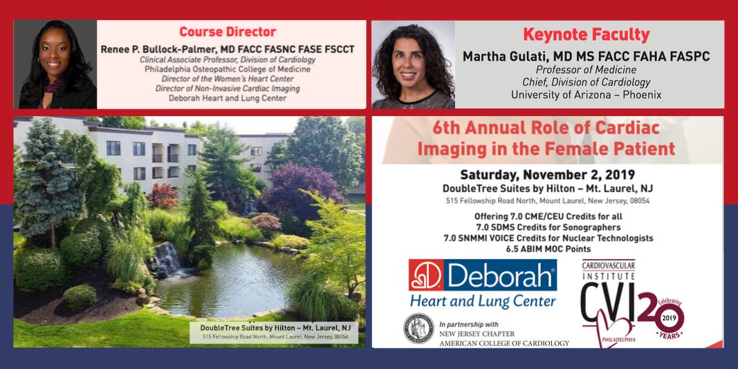 ABCardio1's tweet photo. #2DaysandCounting Hope U R attending Cardiac Imaging in Women CME @demanddeborah + CVI #Philadelphia w/ #ABCardioMember &amp; Course Director Dr. Renée Bullock-Palmer @RBP0612 + keynote speaker @DrMarthaGulati + #WIC faculty.
Follow #DHLCCVI19 for live tweets. https://t.co/zd8k4SSUOr https://t.co/9ETLTAn3kP