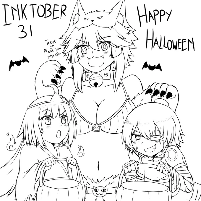 FGO Inktober Day 31: Happy Halloween!
Well today is the last Inktober, hope you enjoy all of my inktober and thankyou so much for the support.
#タマモキャット #キャス狐 #ポケモン 