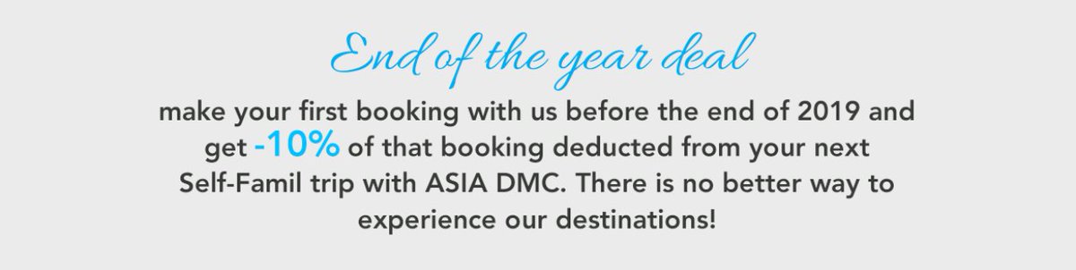 ASIADMCGroup's tweet photo. Ready-to-go end of the year ideas, just pack-n-go with our last-minute programs that are sure to entice your clients! 
>> Details: https://t.co/M44knGQngW
--
#ASIADMC #Travel #Deals https://t.co/1bO6Yhl966