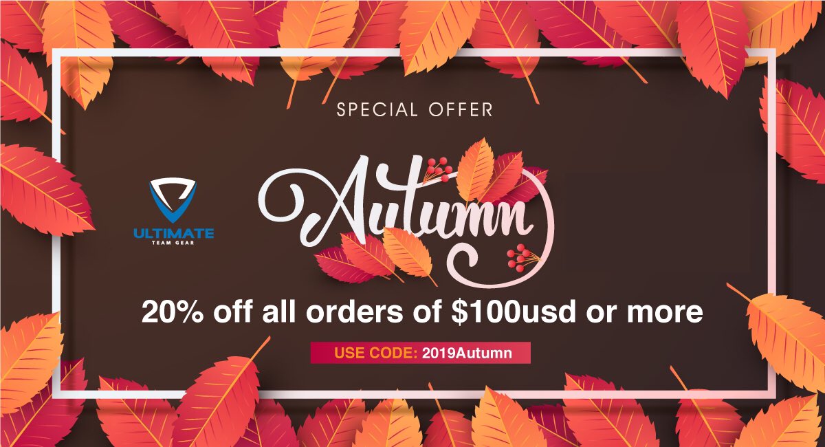 Celebrating the season with 20% off all orders of $100/£77 or more. Use code 2019Autumn at checkout. UltimateTeamGear.com