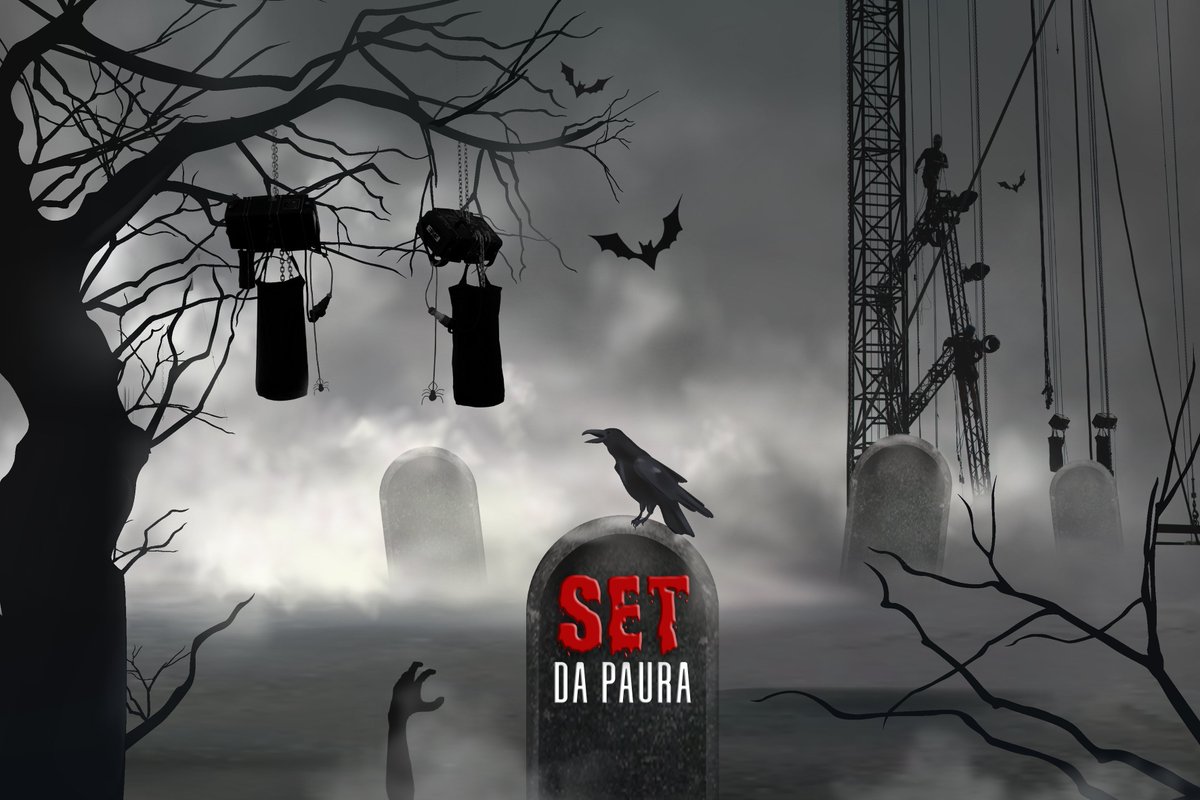 amg_int's tweet photo. Niente dolcetto scherzetto oggi per noi! 🎃
I nostri tecnici stanno montando un #SET da PAURA! 🧟‍♂️

#halloween #halloween2019 #service https://t.co/KhGLo3jc6M