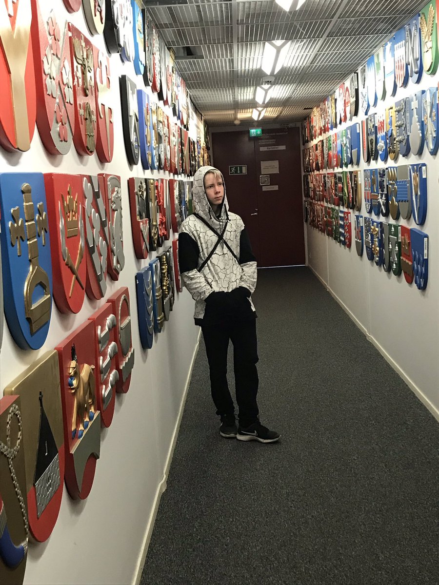 TerhiPaivarinta's tweet image. TET harjoittelijan kanssa vaakunoita ihmettelemässä. #sitralab @Kuntaliitto