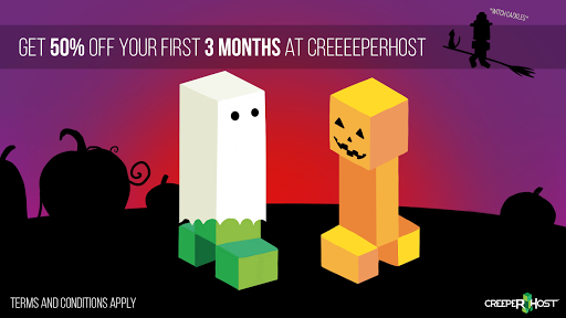 CreeperHost's tweet photo. Happy Halloween from Creepyhost.
Make sure you check out our Halloween sale before its gone. 50% off your first 3 months, what more could you want??
#minecraft #VPS #creeper #creeperhost #halloweenpromotion #halloweensale https://t.co/78k43xTQvW
