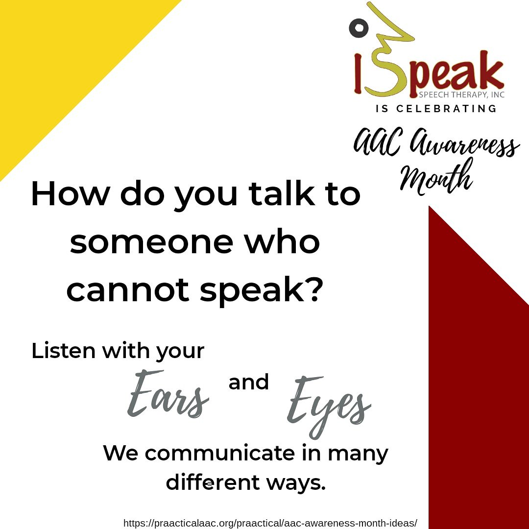 We are celebrating AAC Awareness Month! #aacawarenessmonth #aac2019 #aacawareness #ispeakspeech #ispeakspeechtherapy #metroatlanta #atlanta #atlantaspeech #mrctheslp