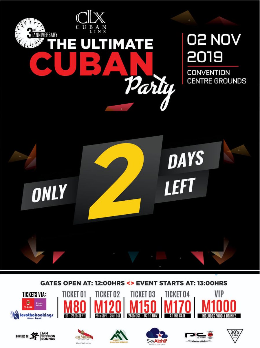 Thandiwe_sherry's tweet photo. 2days to go🔥come cheer to a happy hour brought to you by #MalutiMountainBrewery 🍻🍻 
#TheUltimateCubanParty
#FlyingFish  #AddSomeFlavour #FeelTheFlavour

@cubanlinx_ls
@MsKiva
@Trybz
@Selimo
@swat_int https://t.co/78uKnaAsqj