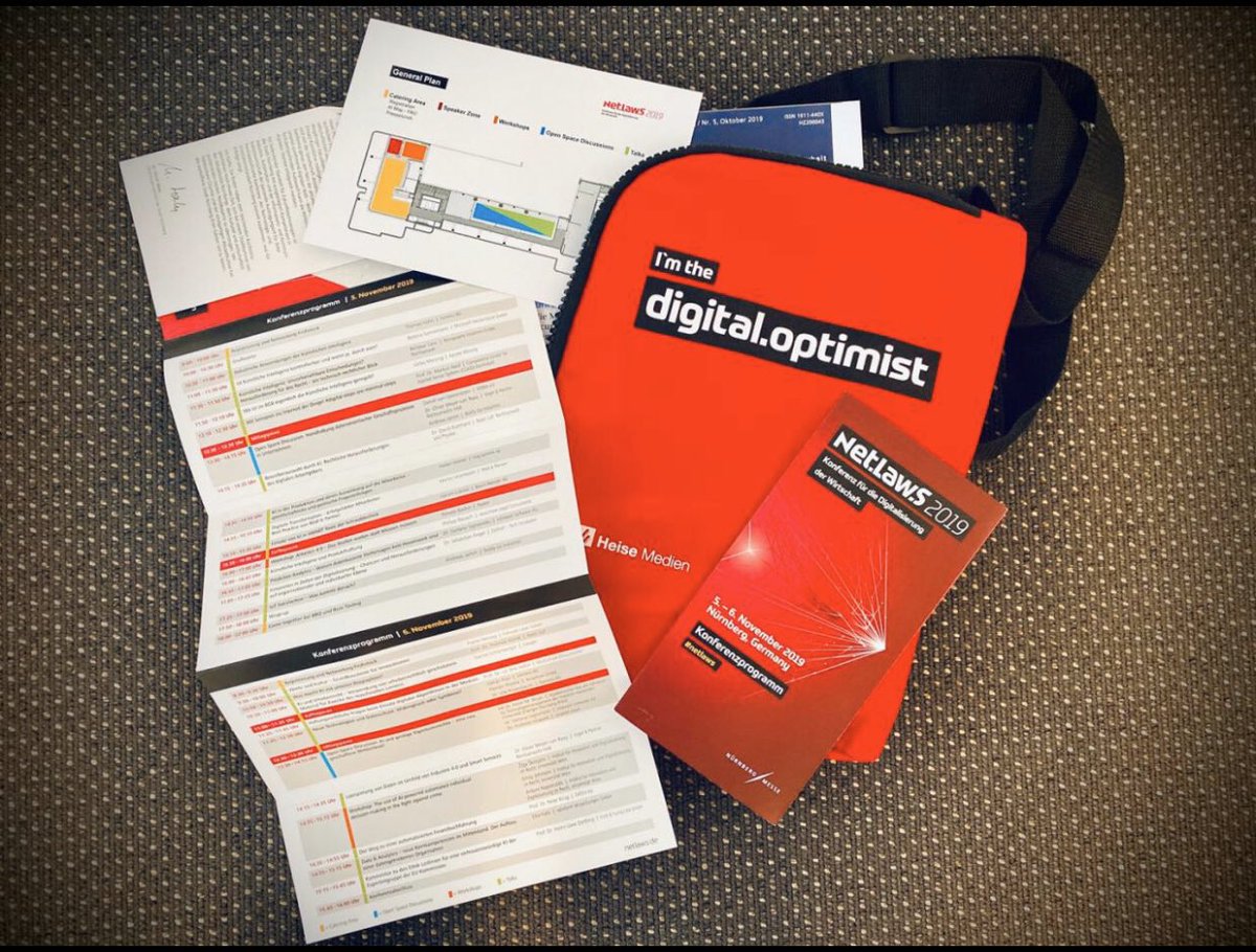 netlaws's tweet photo. Das Konferenzprogramm liegt gedruckt vor, die Taschen sind schon gepackt. Die Vorbereitungen zur #netlaws sind fast abgeschlossen. Wir freuen uns schon auf unsere Gäste. #digitaloptimist #nls19 
https://t.co/C3em5Y0SWn https://t.co/XzPU15XbJj