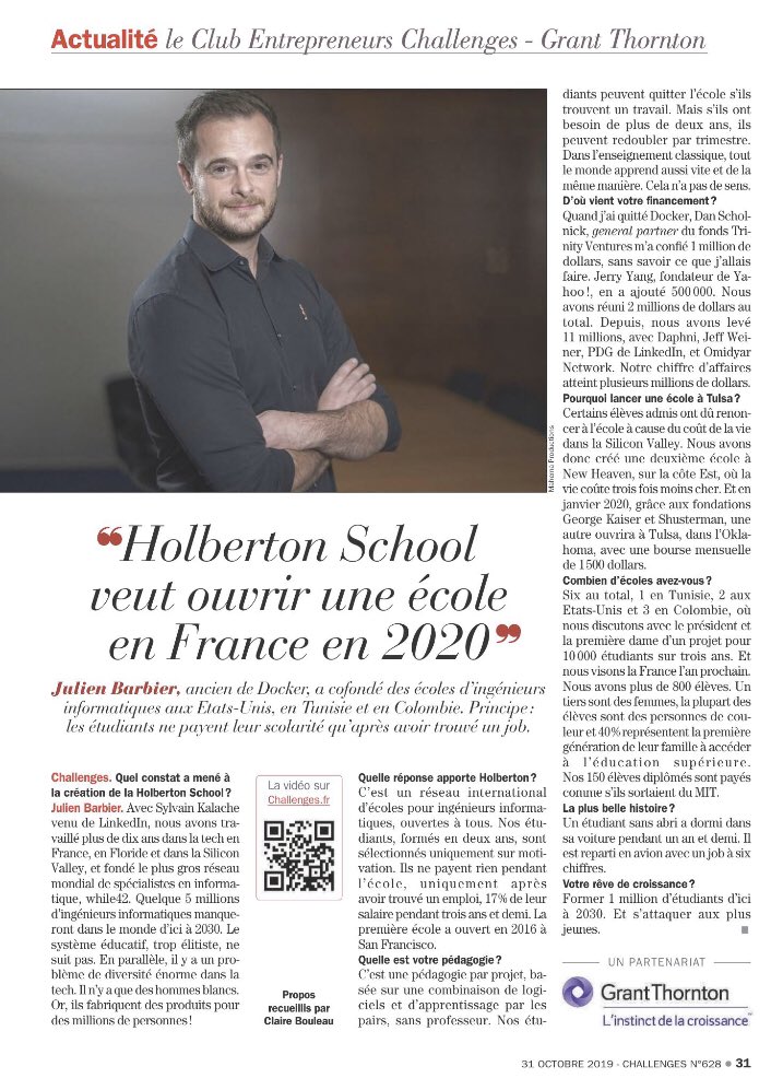 JeremyRuet's tweet photo. Recrutement, pédagogie et même le financement sont adaptés. Holberton School, créée autour de la diversité, arrive en France 🇫🇷 #égalitédeschances #educsup https://t.co/eTXSwJtDW2
