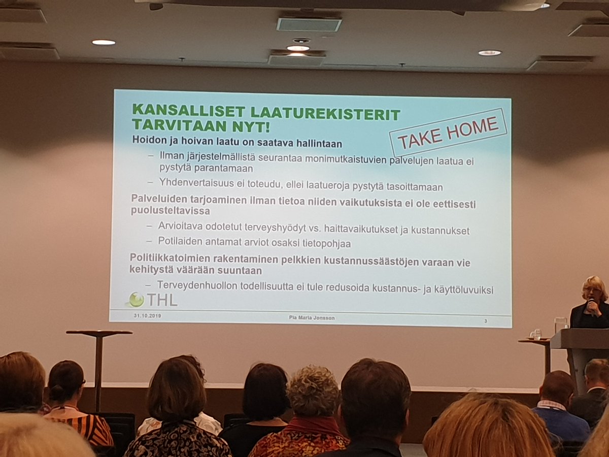 Kansalliset laaturekisterit tarvitaan nyt! #potilasturvallisuus2019 #asiakasturvallisuus2019 #laatu #spty