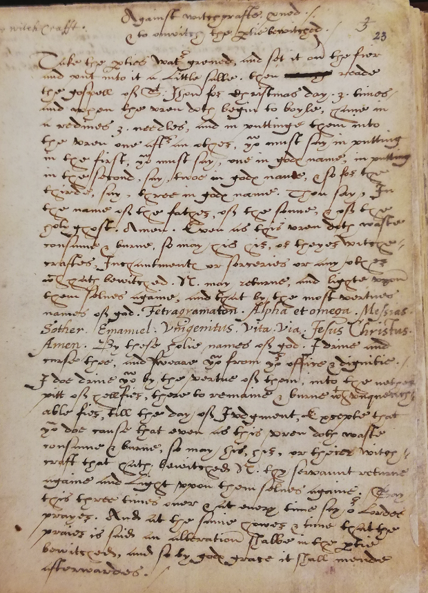 BLMedieval's tweet image. Seeking help if you've been bewitched? Then follow these simple instructions: 1 boil your urine over a fire; 2 add a pinch of salt; 3 recite the opening of St John's Gospel three times; 4 put three needles in the brew blogs.bl.uk/digitisedmanus…