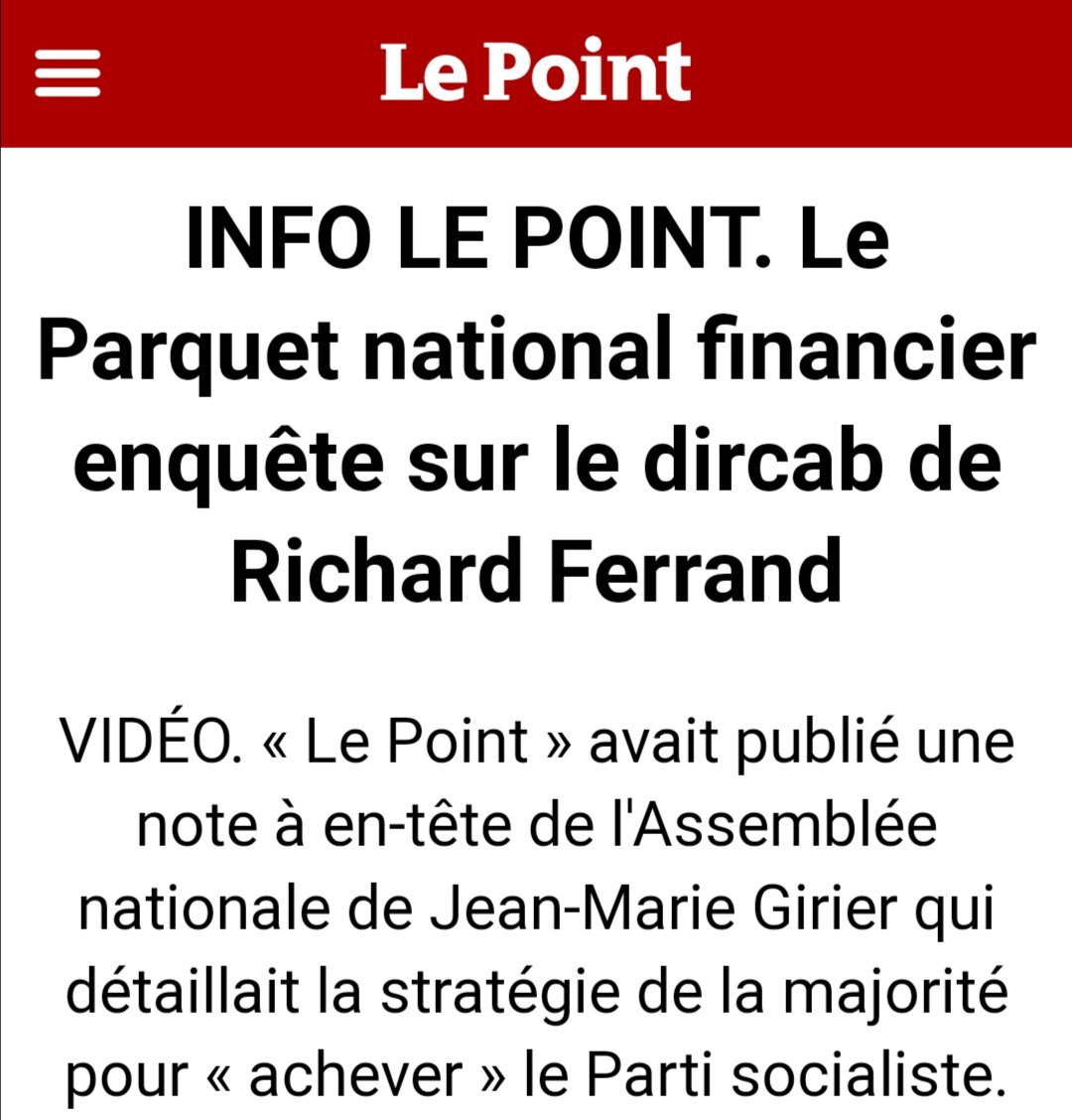 J-M Girier, directeur de cabinet de R. Ferrand intéresse le PNF pour une possible affaire de détournements de biens publics.