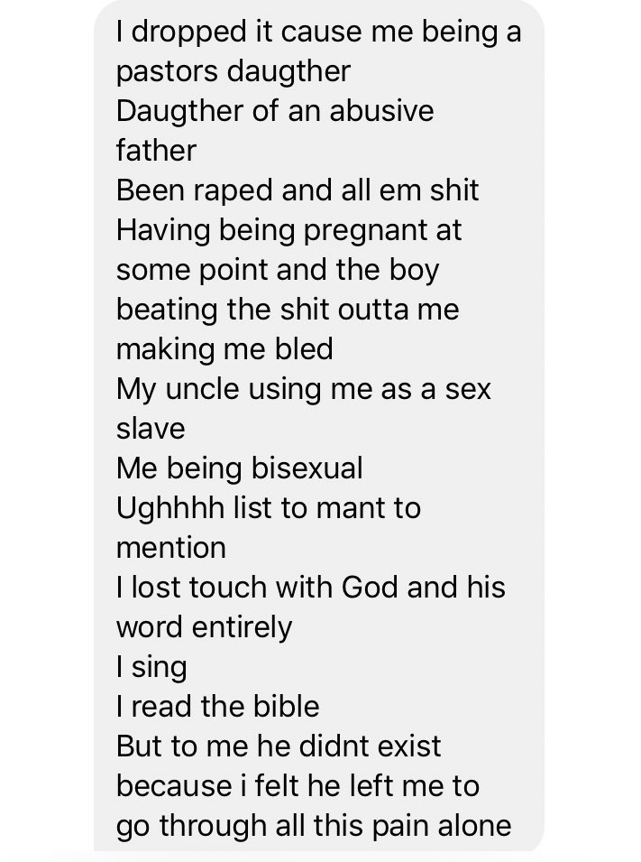 phoenixbtk's tweet photo. This is  a testimony of someone after she heard my #JesusIsKing freestyle reading this last night made me cry because a lot of people are going thru a lot and they can’t speak about it ... I want to be a voice for my generation ✊ my debut EP coming .. https://t.co/Hokq7KOVth