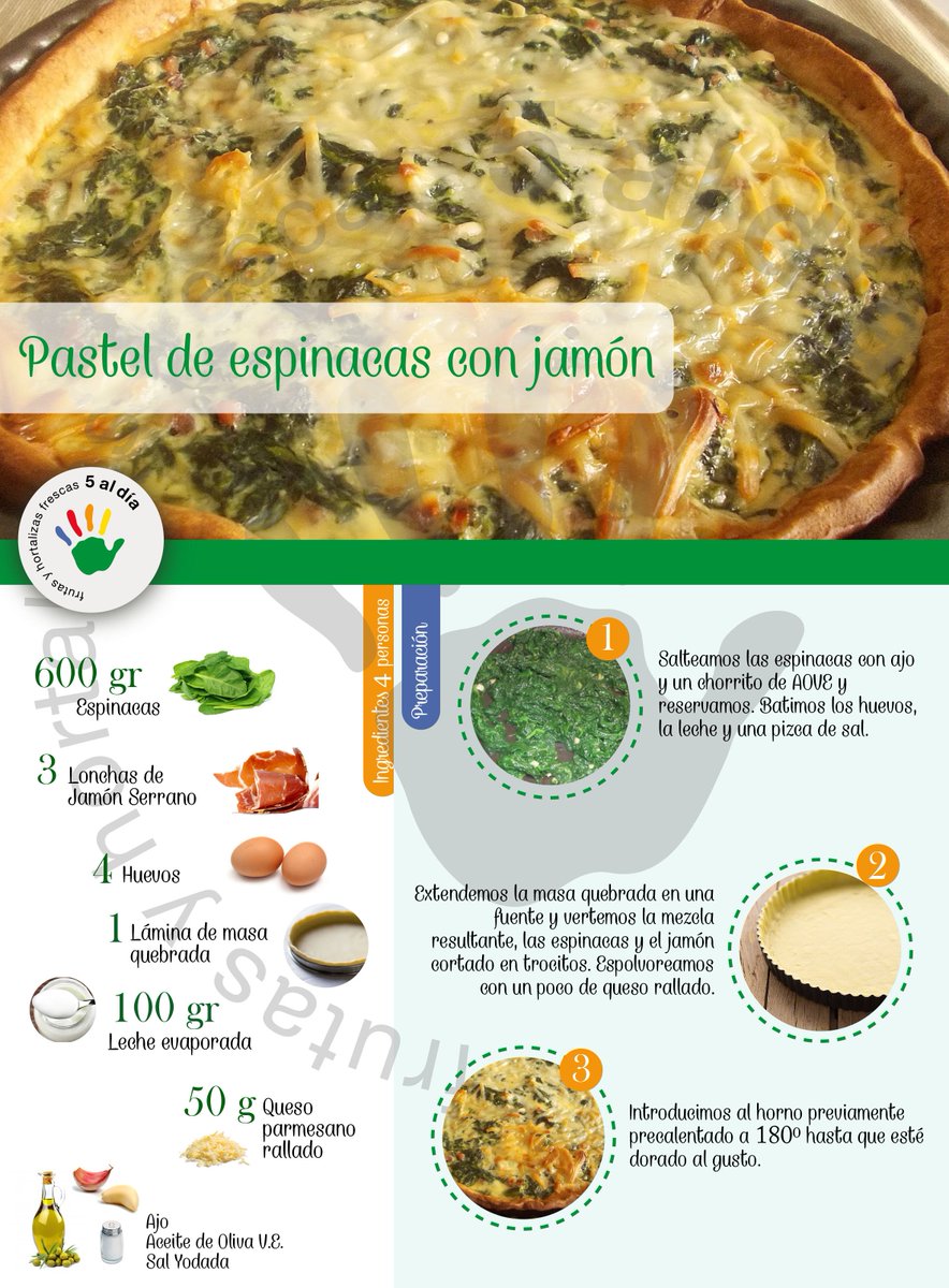 5aldiaspain's tweet photo. Toca #domingo de #cocina 😉🍽 Prepara este #delicioso y #saludable #pasteldeespinacas 😋👨🍳👩🍳 #1delas5dehoy #HortalizasSiempre #Almenos5aldía 🖐 https://t.co/G95XUzNQx9
