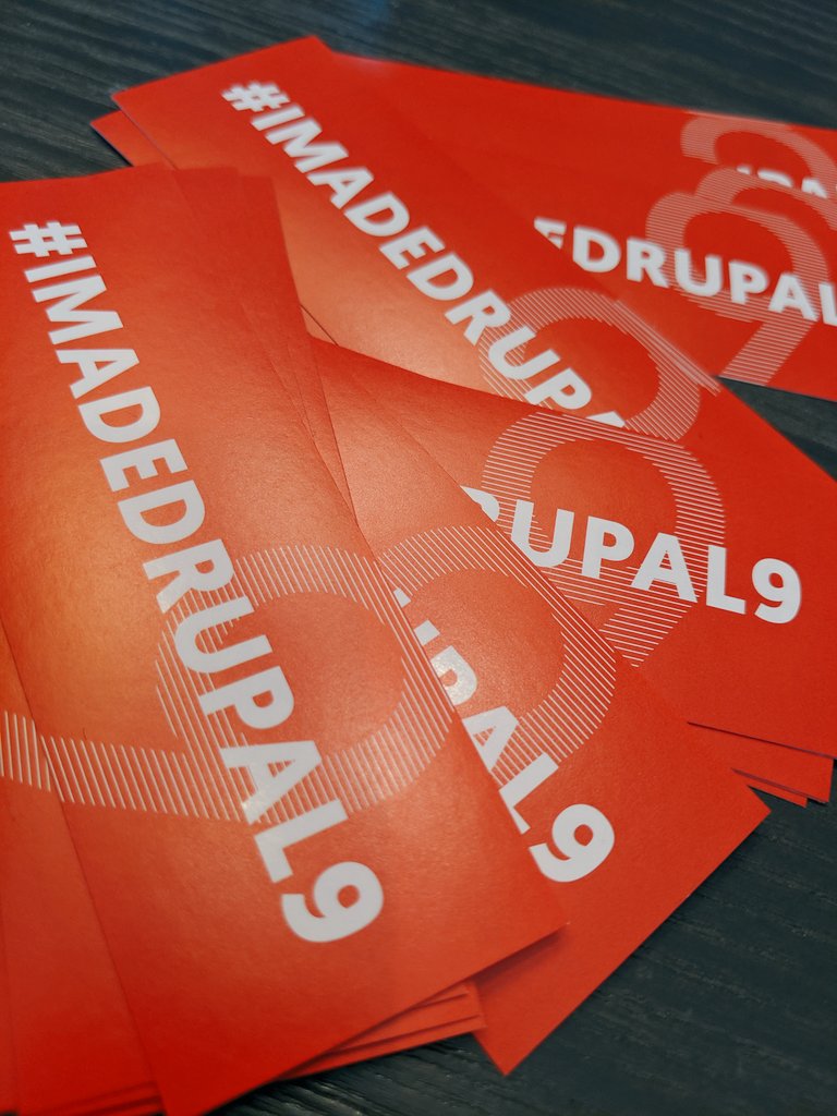 gaborhojtsy's tweet image. #ContributeToday at @DrupalConEur by removing depreacted API use in contributed projects (drupal.org/project/issues… are the ones to pick from if you don&apos;t have your own) or work on removing depreacted APIs themselves from core with @xjmdrupal. Also get the #IMadeDrupal9 sticker.