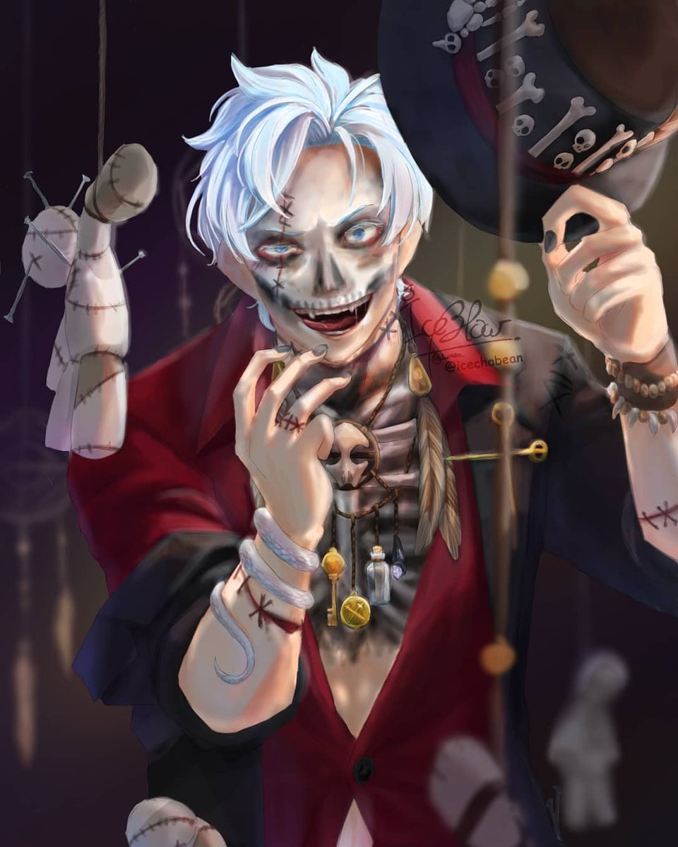 icechabean's tweet photo. HAPPY SPOOKY HALLOWEEN🎃🎃
#halloween #happyhalloween #spookyhalloween #voodoo #voodoopriest #voodoodoll #witchdoctor #doctorfacilier #blackmagic #originalcharacter #oc #hat #skeleton #halloweenmakeup #twistedface #nightmare #dark #maniac #insanity #madness #digitalart https://t.co/sYXD0A7yNj