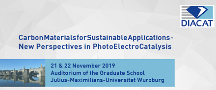 DIACAT_EU's tweet photo. #FET_EU project #DIACAT_EU invites you to its final symposium "Carbon Materials for Sustainable Applications - Perspectives in #PhotoElectroCatalysis". 21-22 November 2019 at University Würzburg #JMUW. Find out details on DIACAT Website: https://t.co/zh5FM4BOPh https://t.co/lcctghPJ73