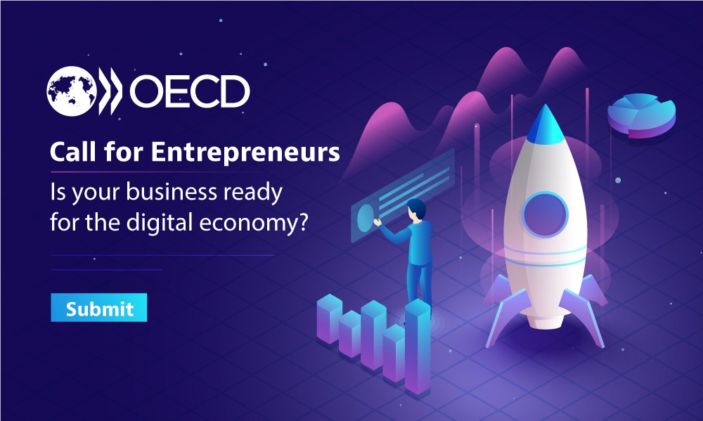 🚀Are you a business owner changing your business model to adapt to the #digital economy?

📩 Send us your 500-word story at CFE.Contact@oecd.org

🏆 Selected entrepreneurs will be special invitees to the <a href="/OECD/">OECD ➡️ Better Policies for Better Lives</a> Digital for SMEs Roundtable on 29 November➡️ oe.cd/2KM