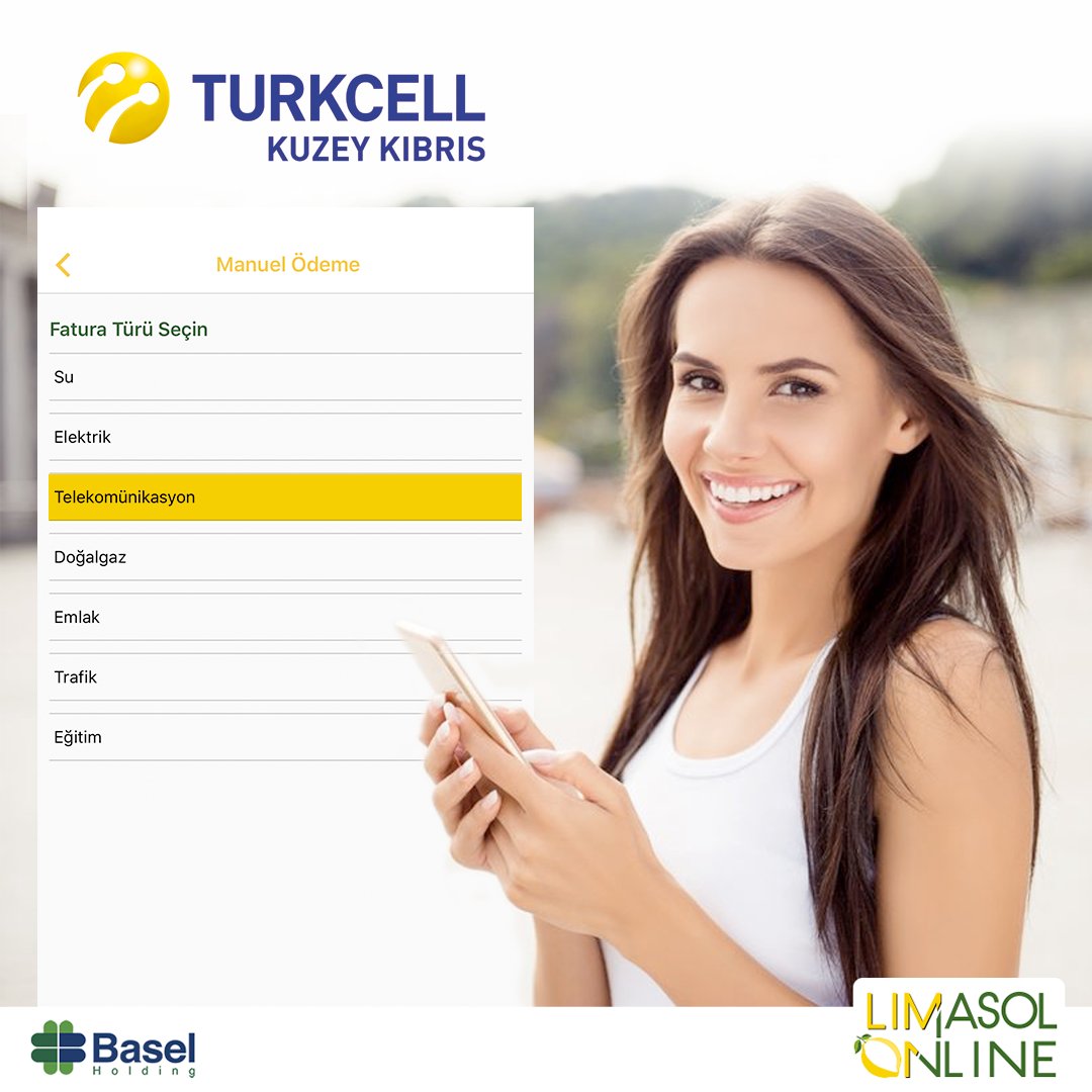 Turkcell faturalarınız LİMON güvencesinde.

En yakın ödeme noktasına giderek, sıra beklemeden faturanızı ödeme rahatlığına siz de kavuşun.

#KKTC #girne #lefkoşa #magusa #mağusa #kıbrıs #güzelyurt #lapta #iskele #karpaz #gazimağusa #baselholding #limasolonline #onlineödeme