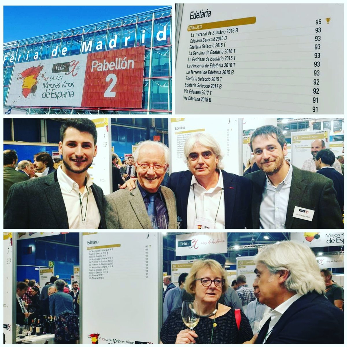 EdetariaCeller's tweet photo. Edetària &amp; friends en XX Salón de los Mejores Vinos  @guiapenin  #mejoresvinosgp con @SJEvansMW  colaboradora de @Decanter y @JosePeninS. Excelentes puntuaciones de los vinos Edetària y La Terrenal en el Podio 96 puntos! La #garnatxablanca triunfando de nuevo! #Thankyouall https://t.co/sl9Wov3OYI