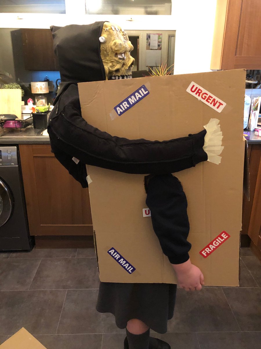 laney03062016's tweet photo. @thismorning Thank you for your cardboard box Halloween ideas!!! Here’s my daughter’s costume for tonight. I have a very excited Lacey Lane. https://t.co/thGLh2cNc6