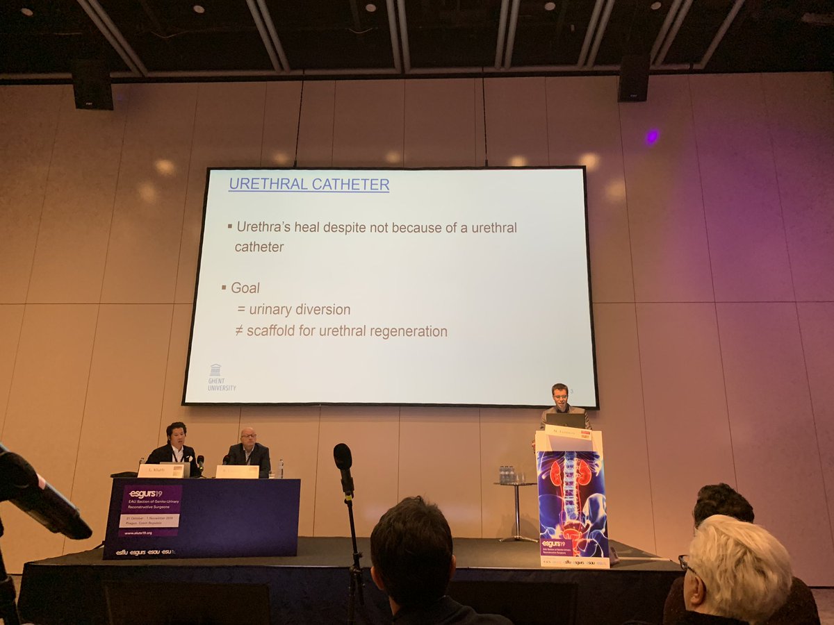 How long should I leave the Catheter after urethral surgery? An excellent talk by Prof. Lumen from #Gent in #Prague at the #ESGURS19 and #ELUTS19 meeting of the #EAU.
.
@EUplatinum @EAU_uroluts @Uroweb @NeurourolUrodyn @icsoffice @HajebrahimiS @SIU_urology