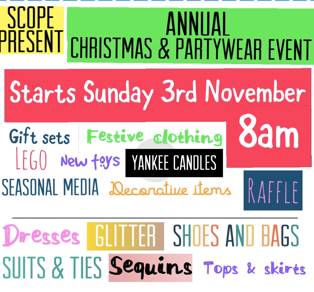 Jonboyrex's tweet image. 4 days to go until our Annual Christmas Event starts at Scope Charity in Cheriton, Kent.
Amazing brand new items at amazing prices. @scope #scopecharity #Christmas2019 #charity #scope #event