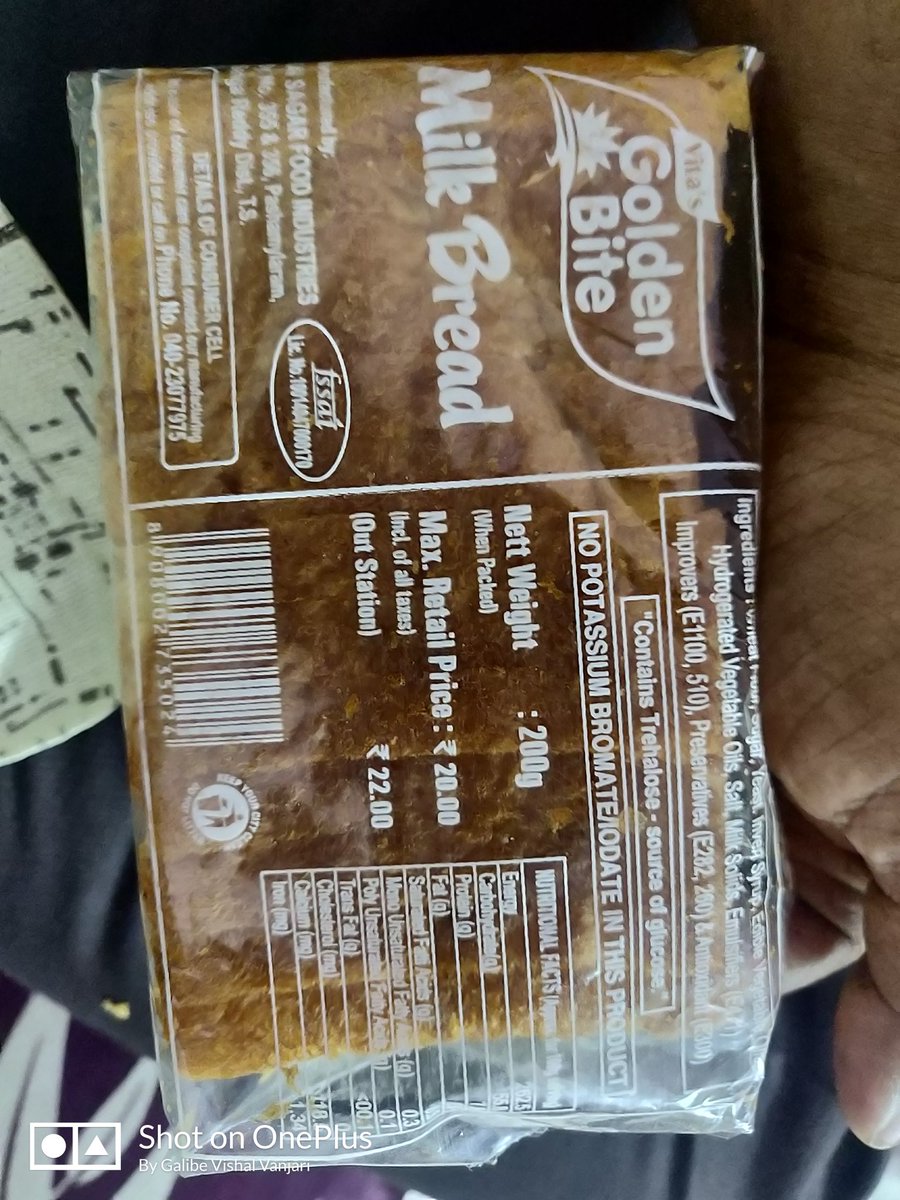 igalibevishal's tweet image. Vita's Golden bite #Milkbread   which is cost of Rs 20, net weight is 200g but der is no Manufacturer Date &amp;amp; Expire Date @TSConsumers  if any incident occurs who is responsible please take immediate action on the &amp;amp; consumer cell no is not working @IPS_TEJA @NGOKYR @3rdeyeWatchzz