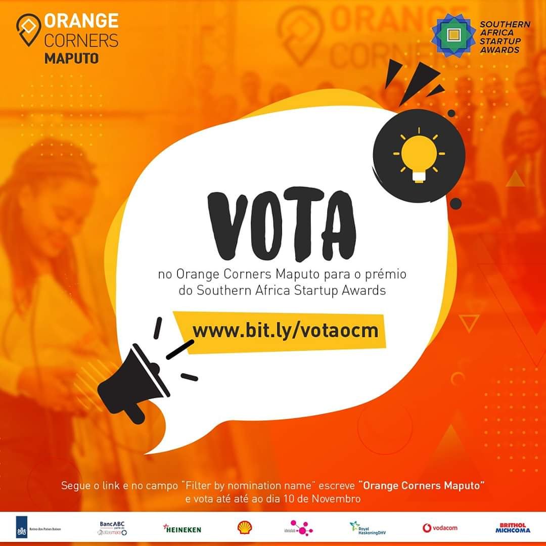 After winning the Best Coworking Space Award in #Mozambique by <a href="/SASAMozambique/">Southern Africa Startup Awards - Mozambique</a> we are now competing at a regional level. Support us getting the prize and share your pride by voting here bit.ly/votaocm #EuSouOrangeCorners