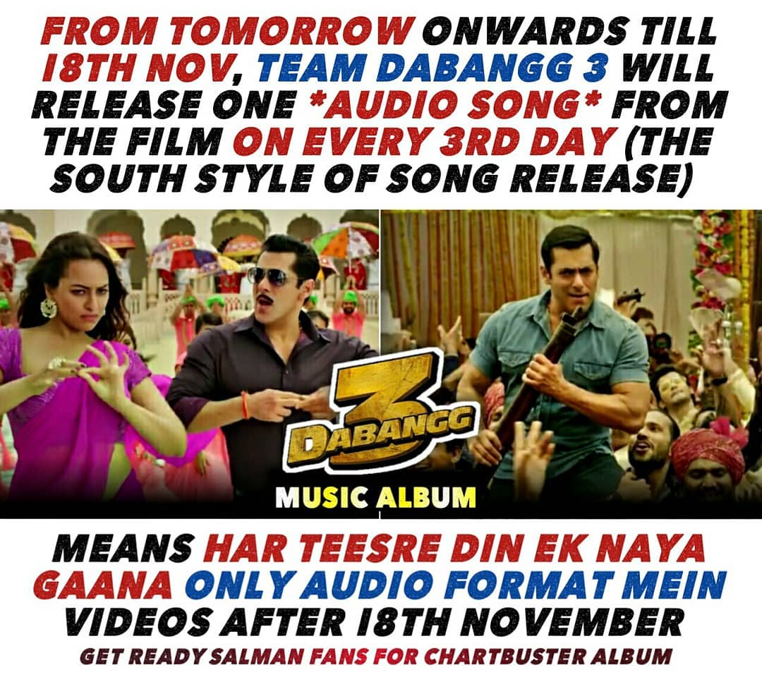 iBeingSahilkhan's tweet photo. #TeamDabanggg3 Will Release One #AudioSong From The Film On Every 3rd Day (The South Style of Song Release) | Means Har Teesre Din Ek Naya Gaana #AudioFormat Me!
Note - Video Format Me Abhi Nahi Aayega!
GET READY FOR YEAR'S BIGGEST CHARTBUSTER MUSIC ALBUM 🔥 https://t.co/WqRbkHIRKv