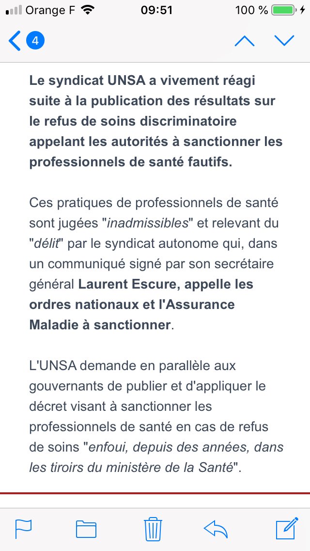 Refus de soins, faisons appliquer la loi.#sante ⁦<a href="/agnesbuzyn/">Agnès Buzyn</a>⁩ ⁦<a href="/Defenseurdroits/">Défenseur des droits</a>⁩ ⁦<a href="/UNSA_officiel/">UNSA</a>⁩