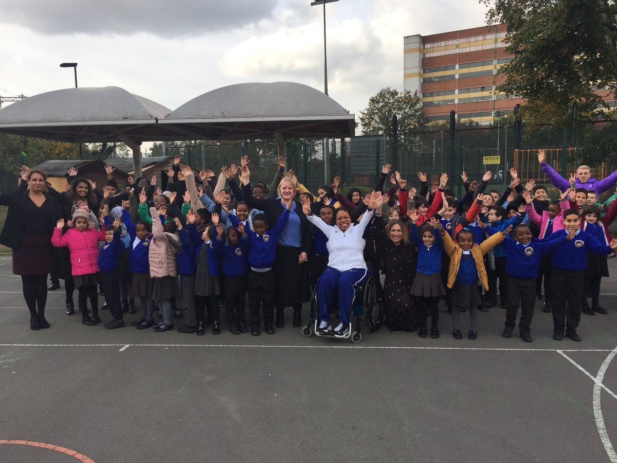 FerryLaneN17's tweet photo. Ferry Lane pupils were delighted to meet Deputy Mayor of London @JoanneMcCartney and British Paralympian Vanessa Wallace @freshnessuk , who came to watch the DAILY MILE and talk to pupils about what they do... #Haringey #N17 #rolemodel #keepingfit https://t.co/0gyF19UE9X