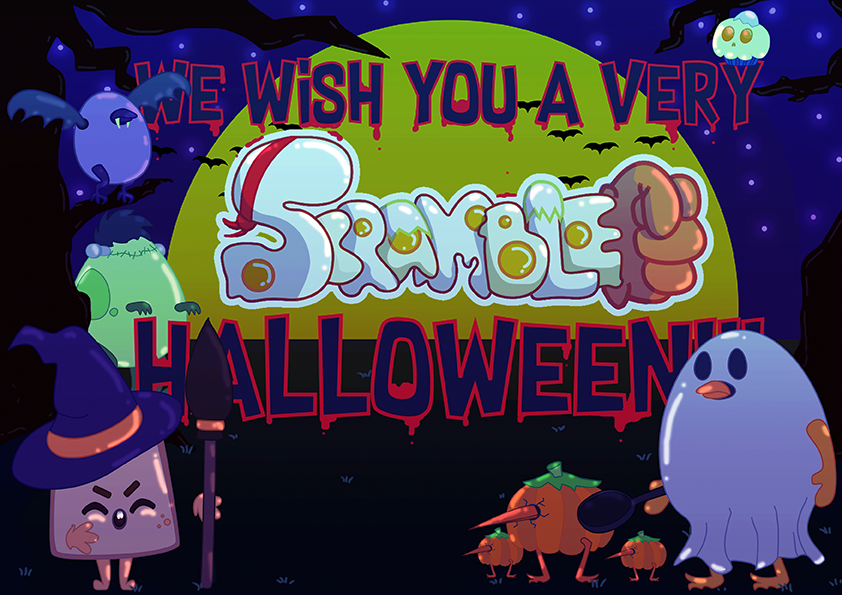 SunscaleStudios's tweet photo. Hey everybody! We at Sunscale Studios hope you have a very spooky Halloween! Wishlist Scrambled on Steam! <3 

https://t.co/iEBgkGoBRi

#madewithunity #indiegamedev #gamedev #gamedevelopment #rhythmbeatemup #indiegamestudio #indiegamer #indiegames #indiegamedeveloper #Halloween https://t.co/EEdFxBfnIL