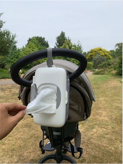 The On-the-Go Wipes Dispenser with Nappy Pouch holds up to 20 wipes, 5 nappies, and cream, making it perfect for quick, on-the-go changes #OXOBetter #OXOTot