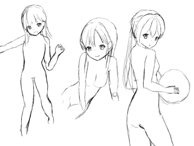 最近体描く練習してるんだけど、一番右の子気に入ったので清書します! 
