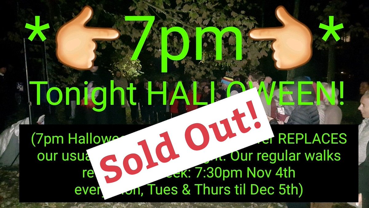 Tonight HALLOWEEN Thursday 31st 7pm - SOLD OUT!
There are still tickets available for tomorrow 9pm.
Thurs 31st 7pm - ✖Sold Out
Fri 1st 7pm - ✖Sold Out
Fri 1st 9pm - ✔Tickets available 
Sat 2nd 7pm - ✔Tickets available
To book, please visit our website: ghostwalksnorwich.co.uk