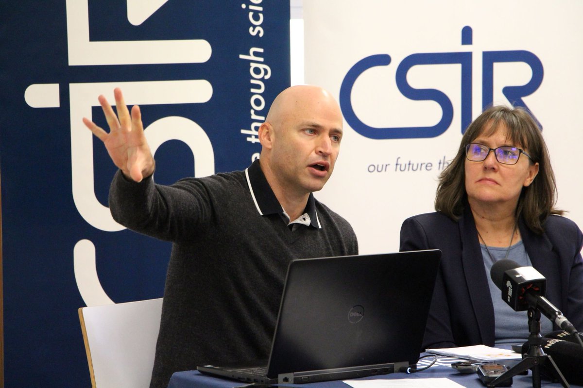 CSIR's tweet photo. Today at the #CSIR: Meteorologist Dr Johan Malherbe & Environmental Health Scientist Juanette John is showing overwhelming evidence in observed data & projections of how the climate is changing in SA and the very real impact it could have on human health #CSIRClimateChange. https://t.co/Za9i5wgbl1