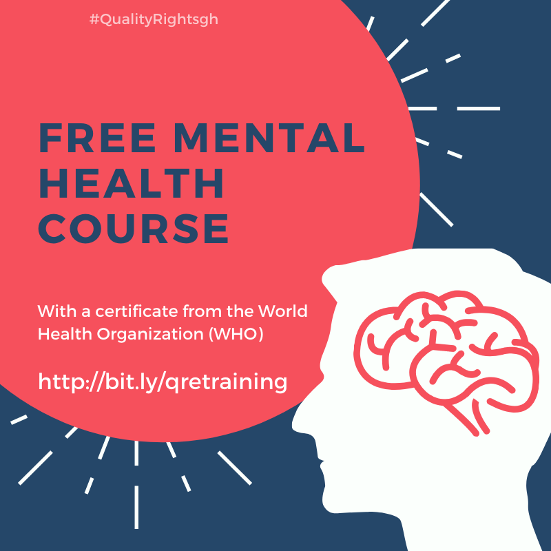 QRGhana's tweet photo. Do you want to improve your knowledge in mental health?..Sign up to this course and earn a certificate for free  https://t.co/r0r5p9Grqk  #qualityrightsgh https://t.co/DKEVyvVZIP