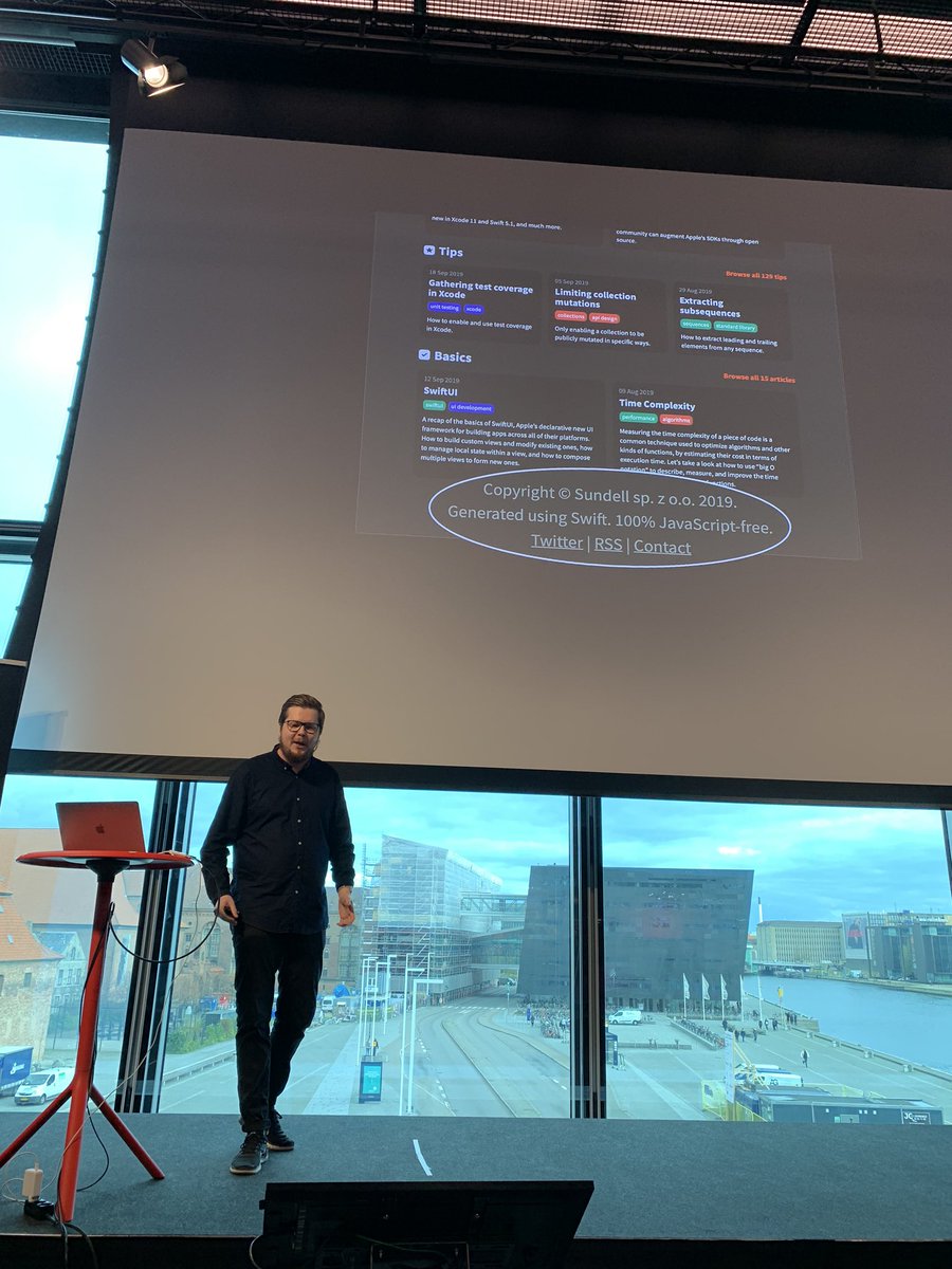 SwiftServerConf's tweet image. Static site generation in Swift with @johnsundell on stage now 🤯 #serversideswift #serversideswift19 #SwiftLang #frontend