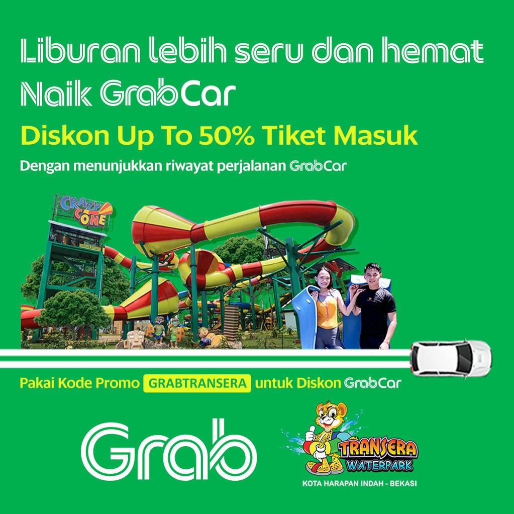 LIBURAN HEMAT  NAIK GRABCAR

Tunjukan riwayat perjalananmu ke Transera Waterpark di akun GRAB dgn harga promo :
Weekday Diskon 50%, Weekend Diskon 30%

Pulangnya pakai kode Promo GRABTRANSERA dan dapatkan DISKON 20% untuk kamu pesan GRABCAR perjalanan pulang ya

Ayo Ke Transera