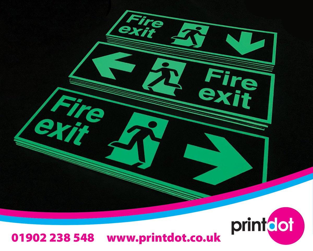 Printdot's tweet image. Something a bit different! 15 glow in the dark fire safety signs for GEP Group - A directly printed black aluminium plate with cut vinyl applied on top.

See them glow below and let us know your thoughts! 😀

📞 01902 238 548
📧 enquiries@printdot.co.uk
🌐 printdot.co.uk