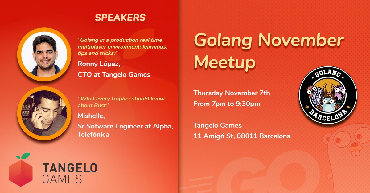 For all the #golang and #devs in #Barcelona We’re hosting a free #meetup with talks by <a href="/mishudark/">mishu</a> and our CTO <a href="/ronnylt/">Ronny López</a> Join us and learn how our #engineering team uses Golang to deliver #realtime #games and social features using a modern stack! #gophers
bit.ly/321AHl5