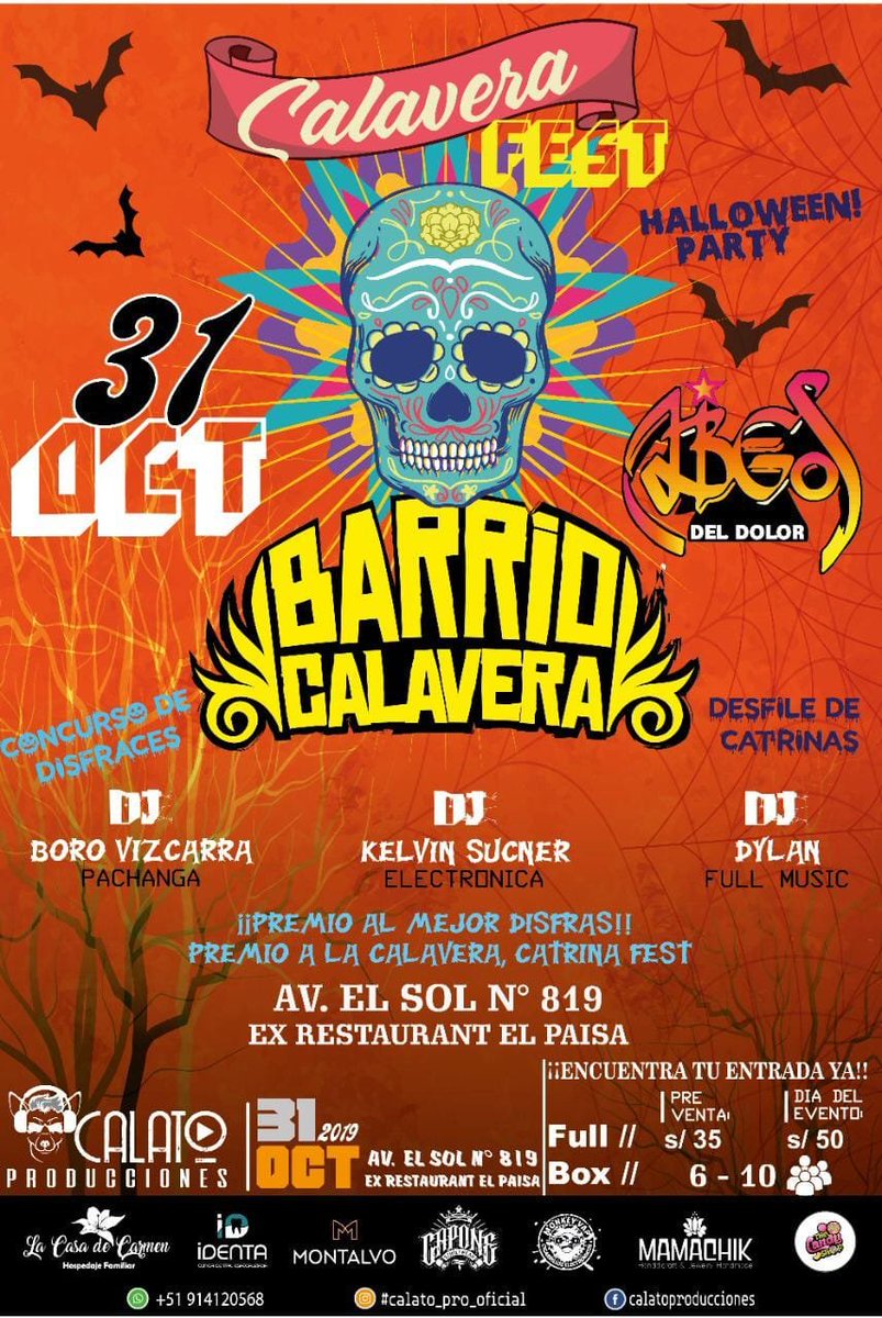 🔥¡Kalaveras de Cusco! 🔥Hoy nos reencontramos en un tonazo de su linda ciudad en el #CalaveraFest. 💀

Y ya saben...¡El que no va disfrazado, es congresista! 🔥👻😁